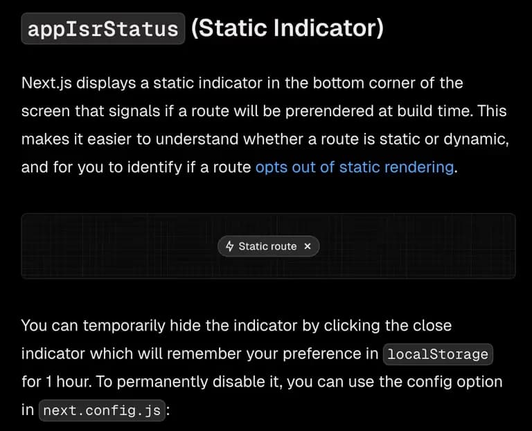 NextJS DEV 환경에서 static indicator 없애기-2