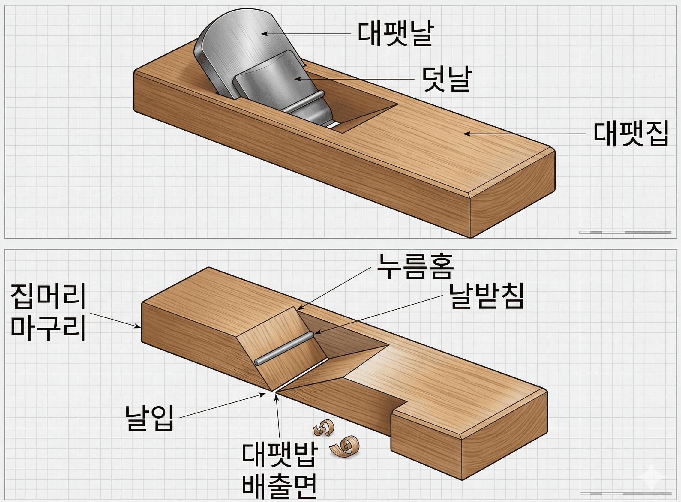 더명장 목공 취미반 2일차 - 대패질, 대패의 구조와 원리-1