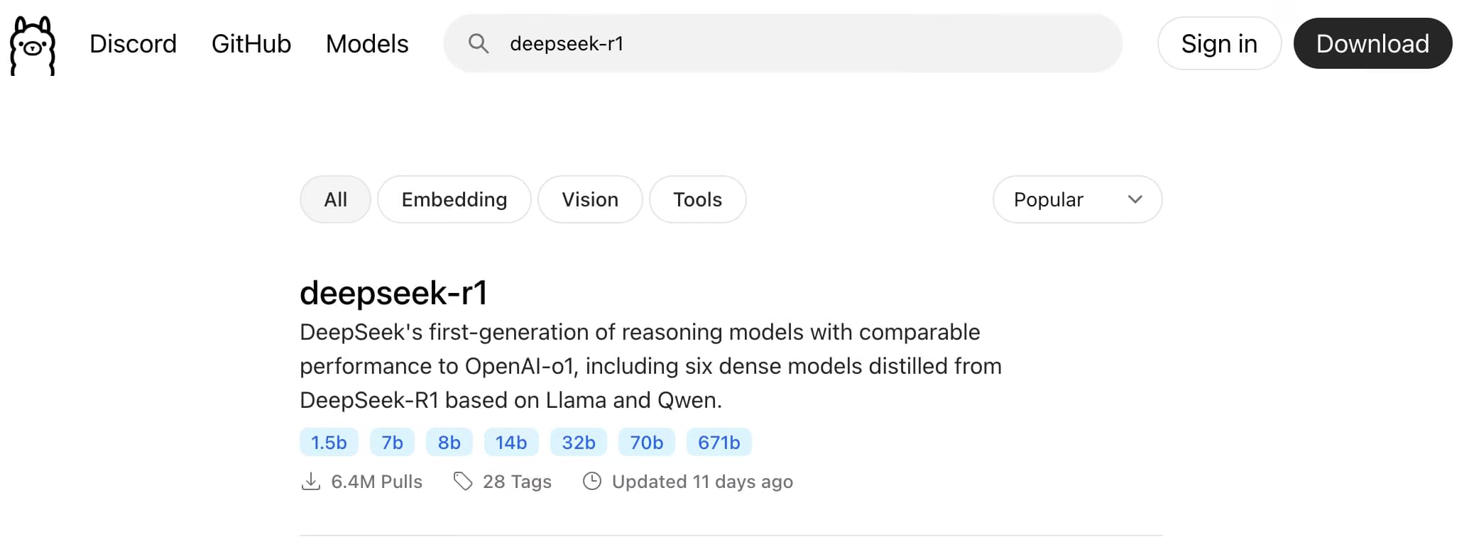 ollamaDeepseekModels