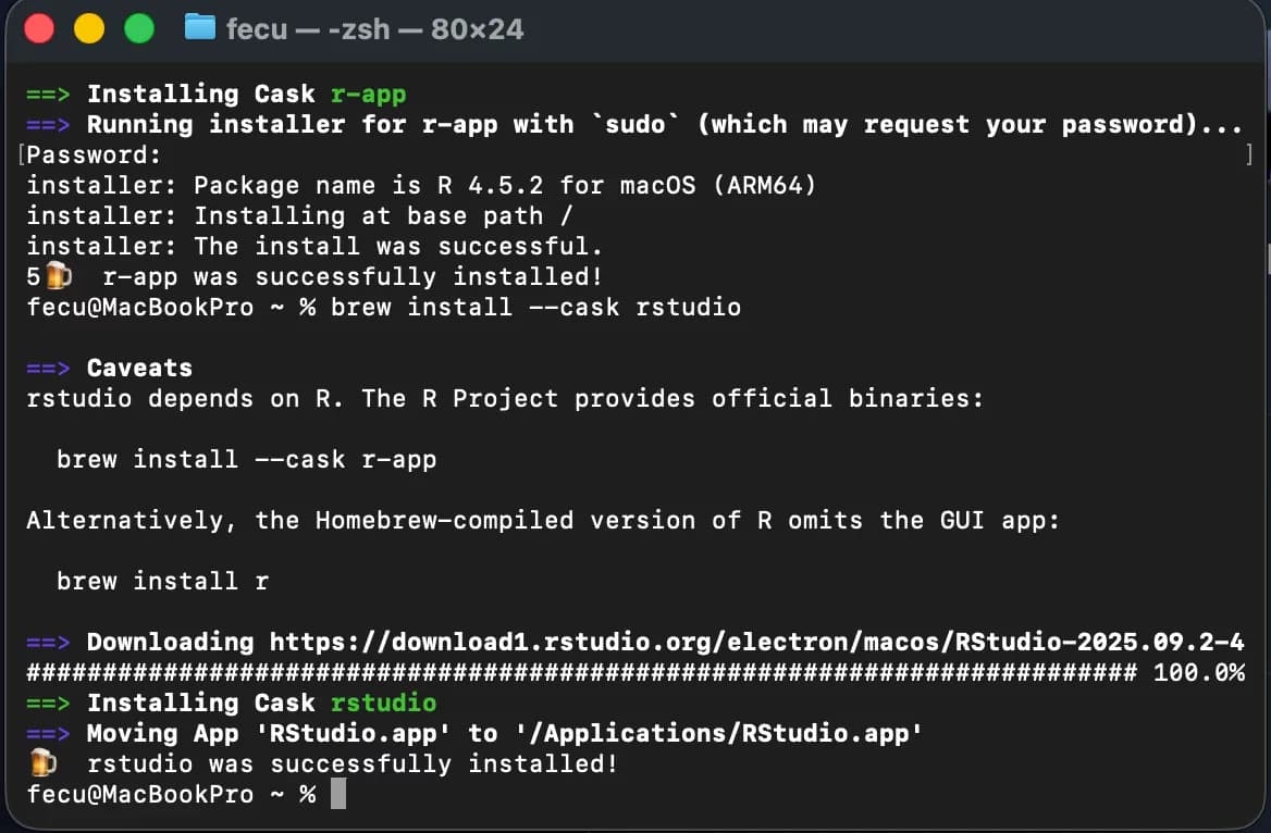 맥북에 R, R Studio 설치하기-2